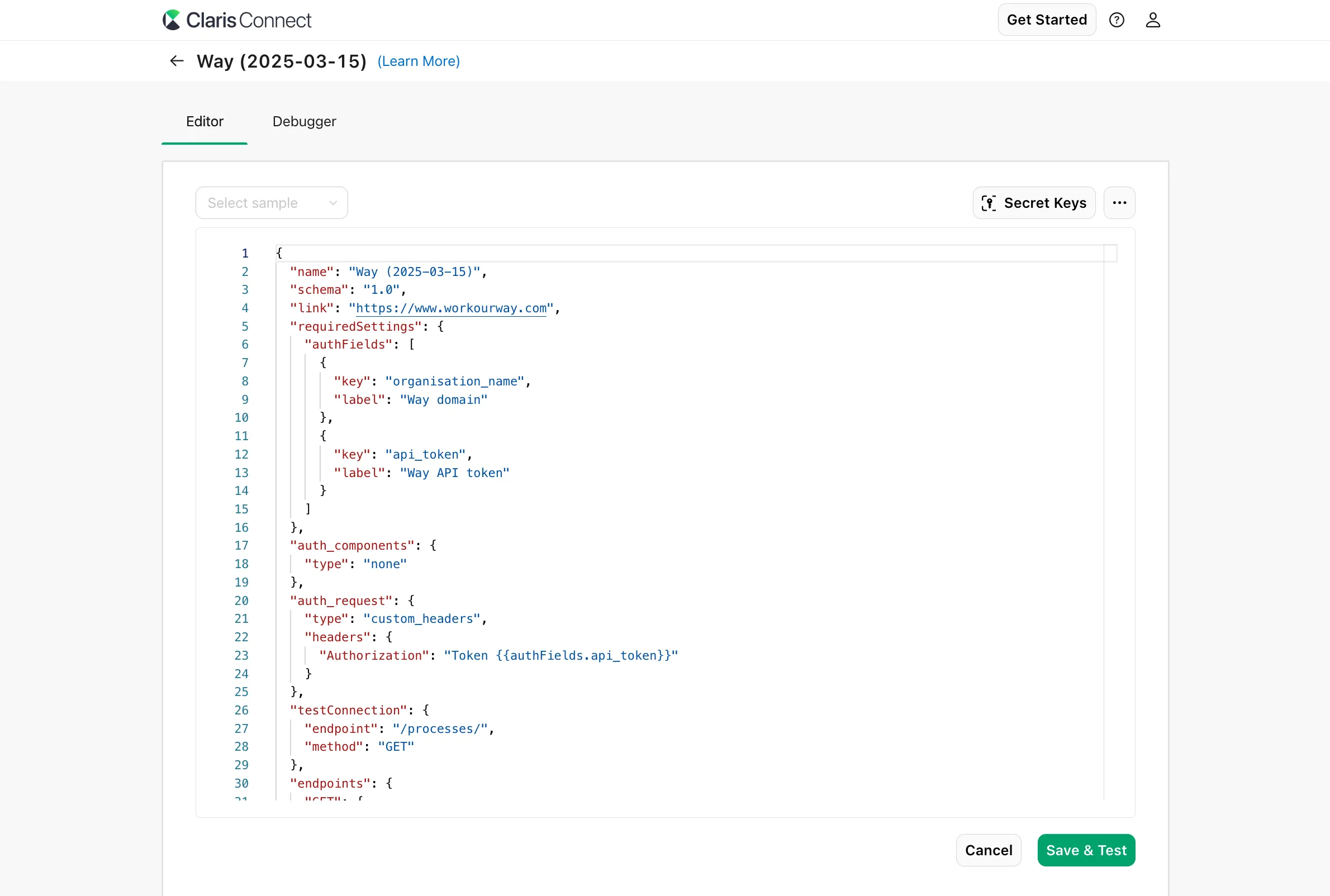 Connector editor