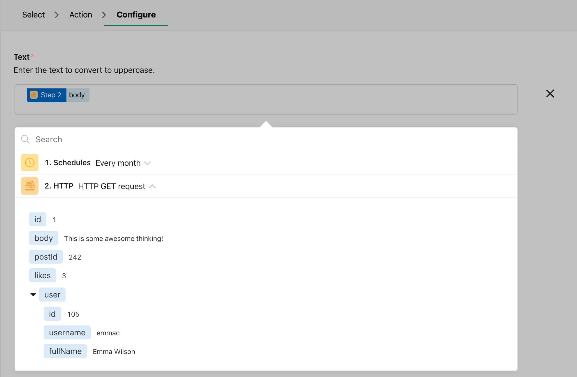 JSON element picker